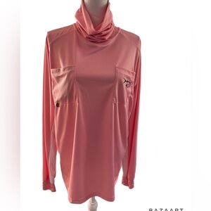 🔥🔥Fish Hide Sportswear Womens Long SleeveShirt Pink Size LargeW/ Front Pockets